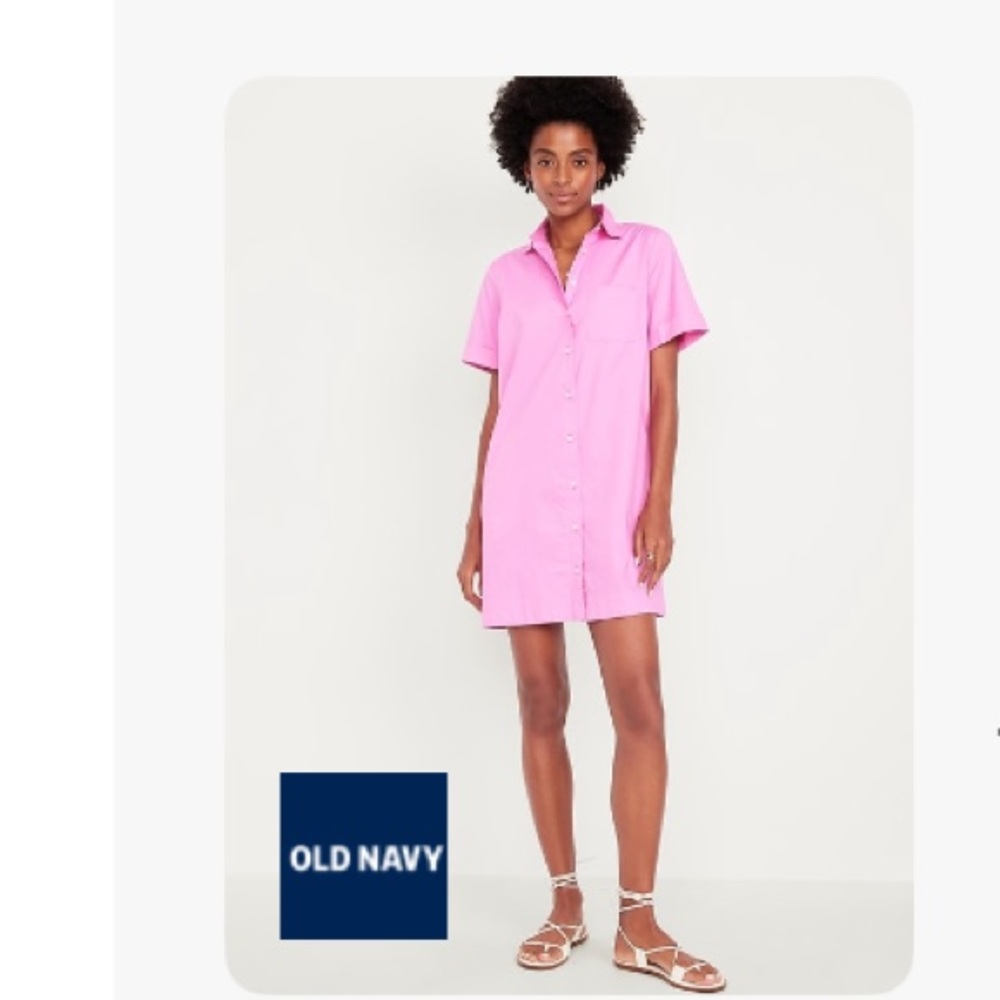 Old Navy Bright Pink Shirt Dress